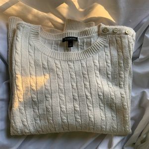 Talbots Ivory Classic Cable-knit Sweater